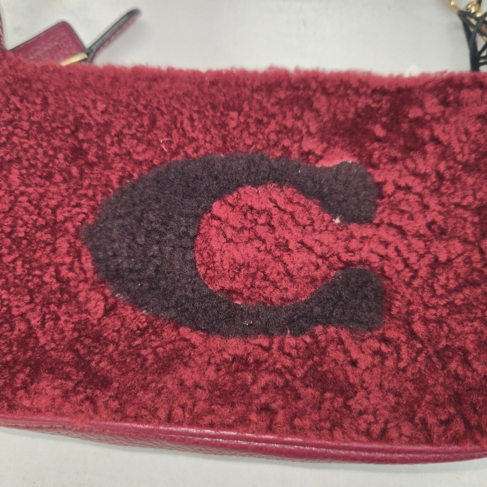 Coach Handbag CE691 Nolita 19 Shearling Black Berry Burgendy Pouch Purse New Tag - Picture 4 of 9